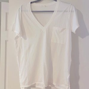 LUSH tissue thin V-neck layering basic white tee